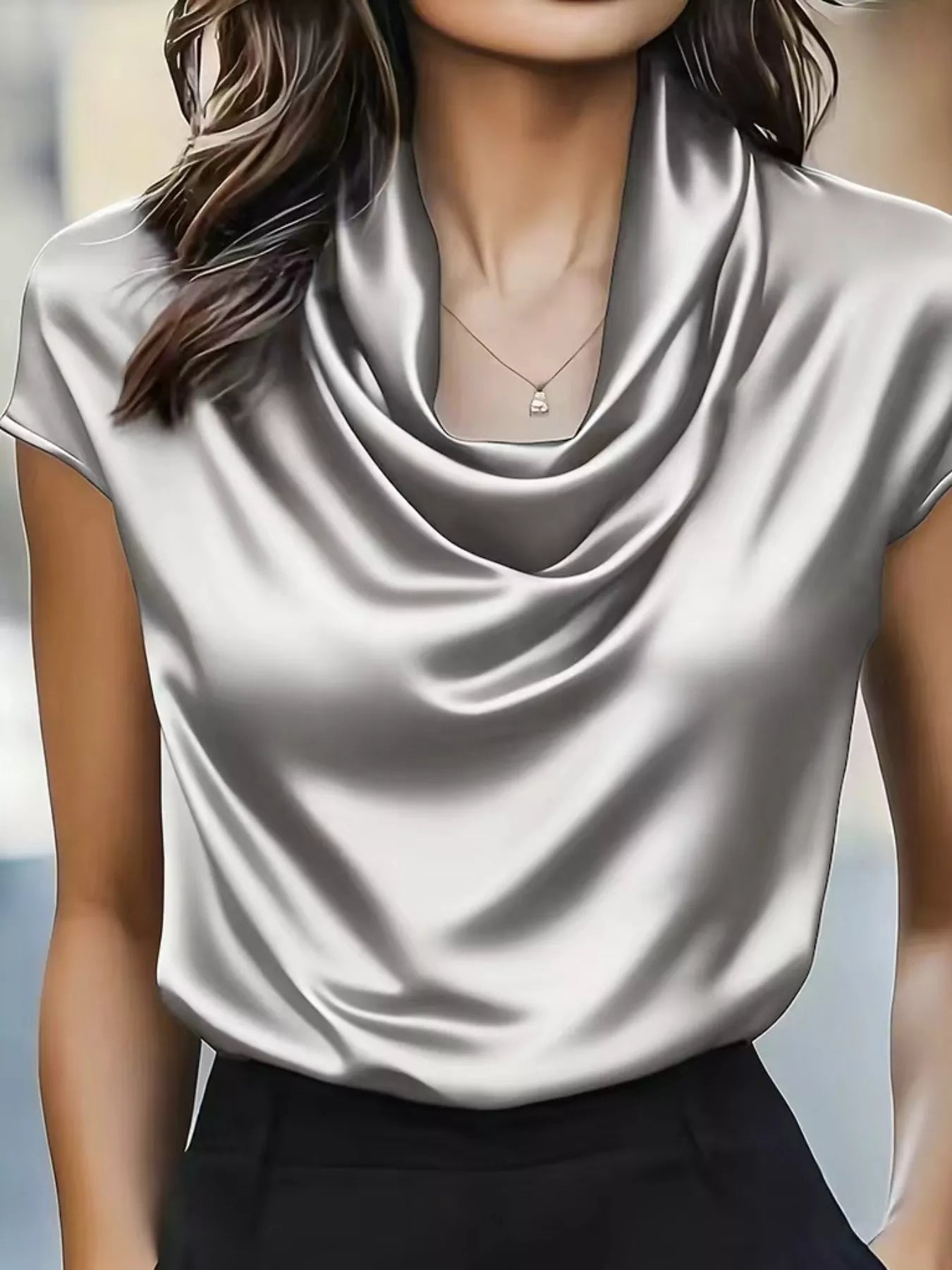 Satin Cowl Neck Blouse