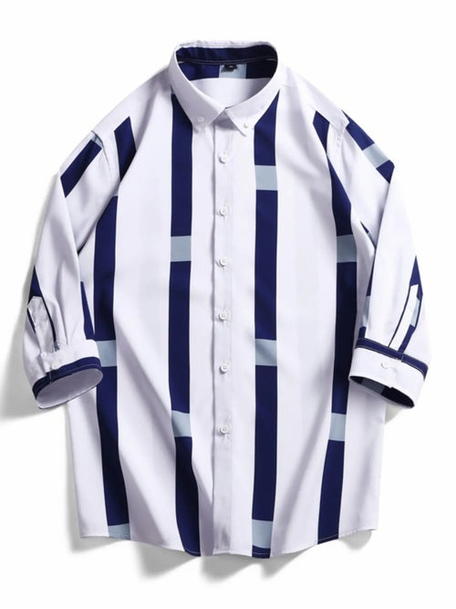 Children's Plus Size Striped Print Casual Shirt