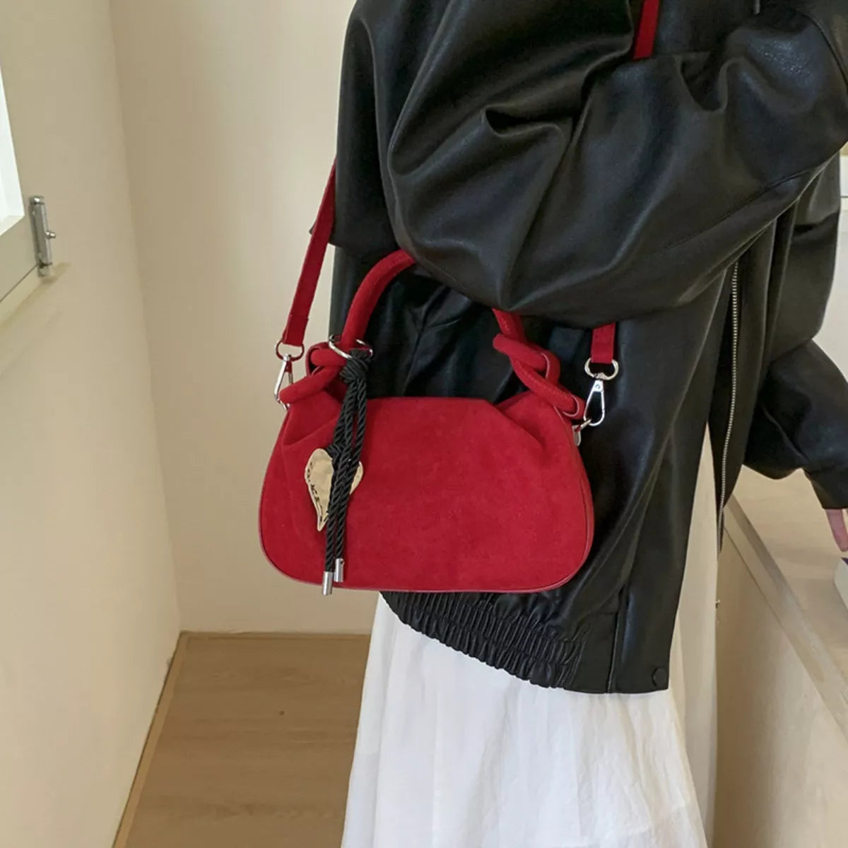Suede Mini Crossbody Bag with Adjustable Strap