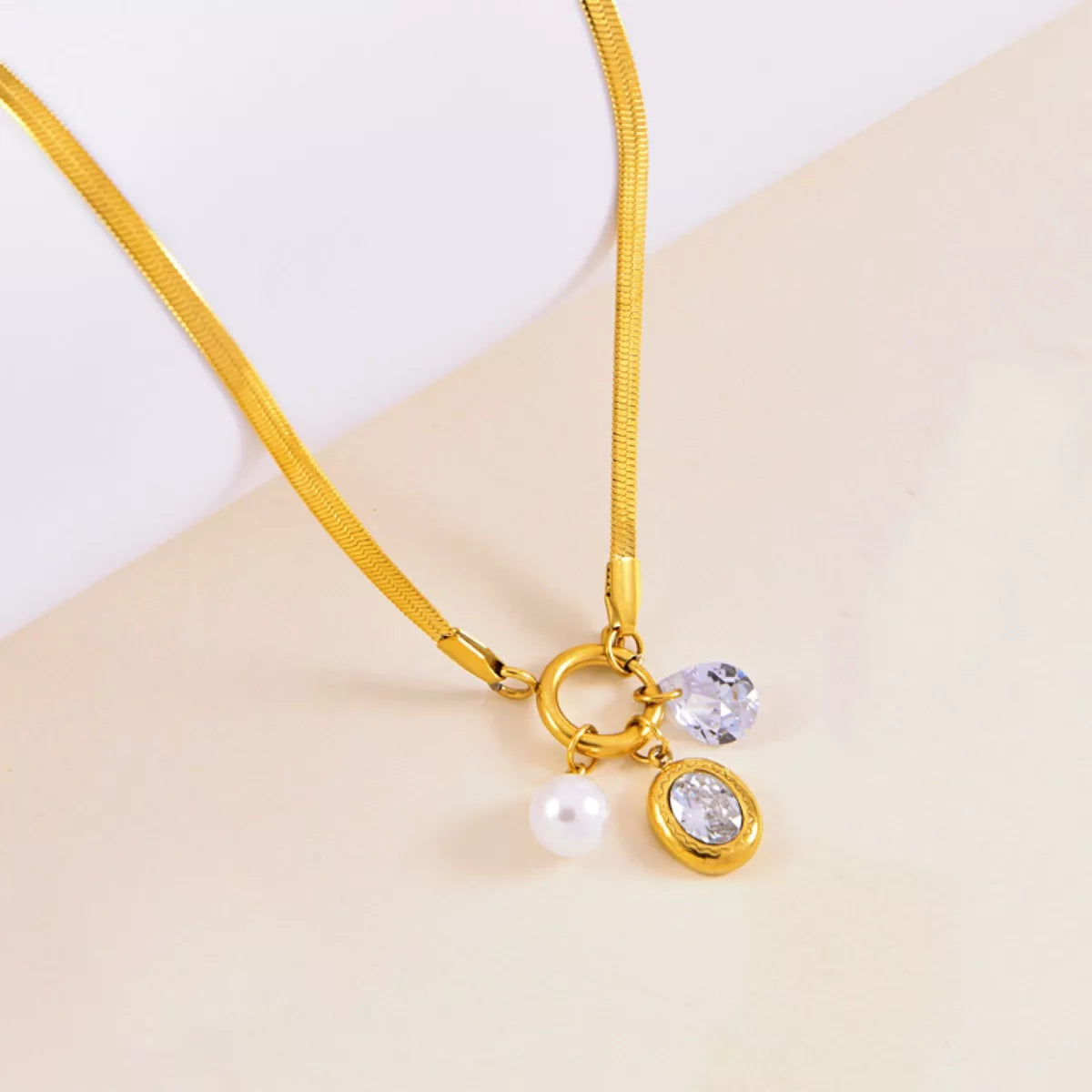 18K Gold-Plated Herringbone Chain Necklace