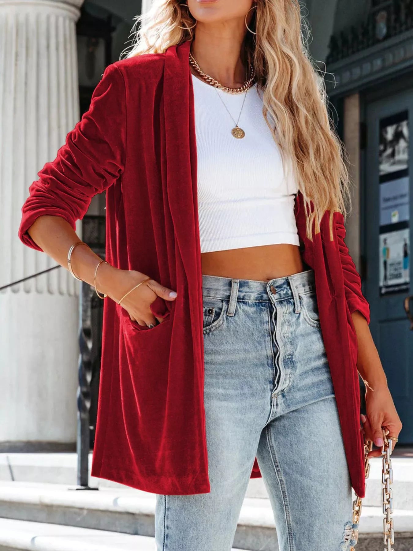 Velvet One Button Outerwear