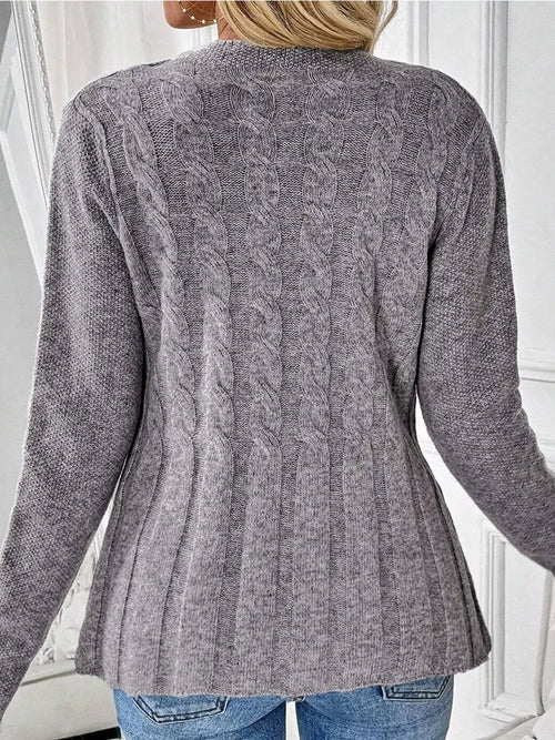 Cable-Knit Button-Down Cardigan