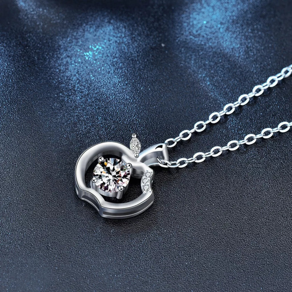 Moissanite 925 Sterling Silver Apple Pendant Necklace