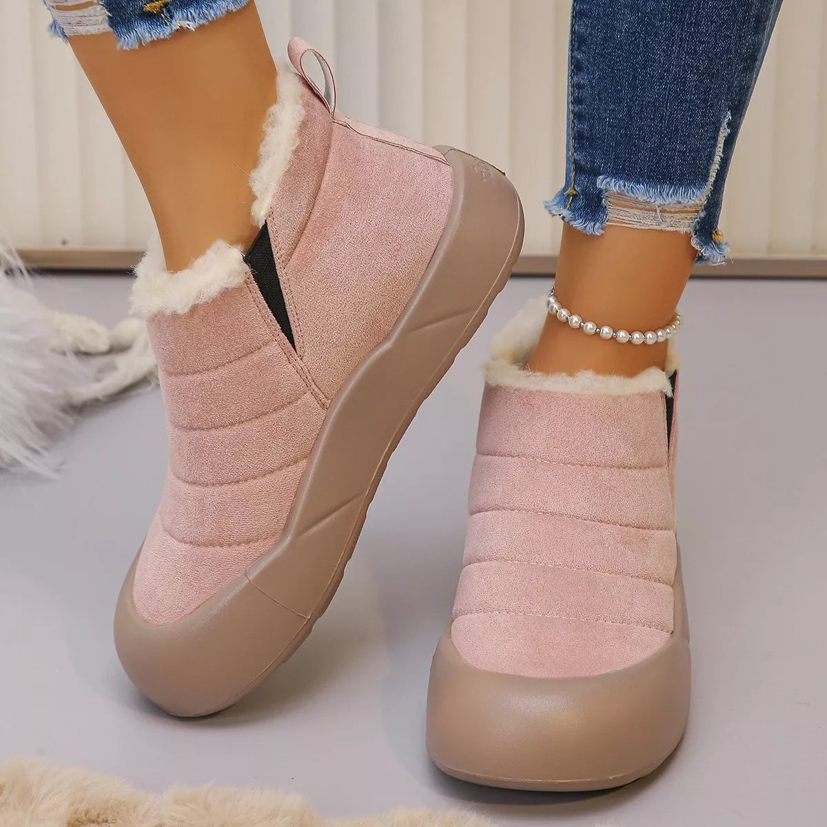 Warm Plush Lined Ankle Boots