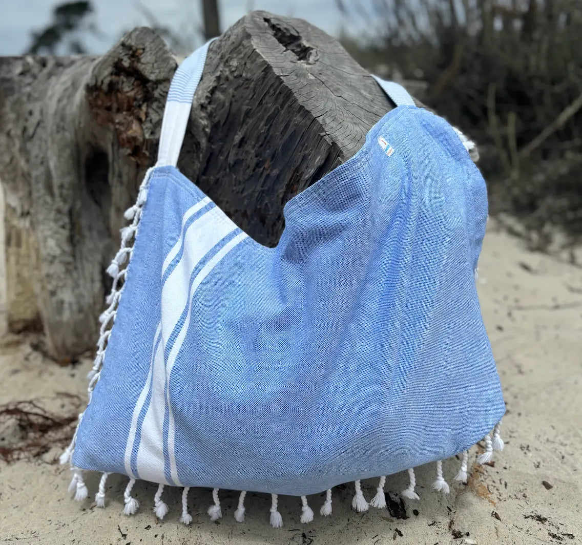 Solid 3‑in‑1 Turkish Cotton Beach Bag
