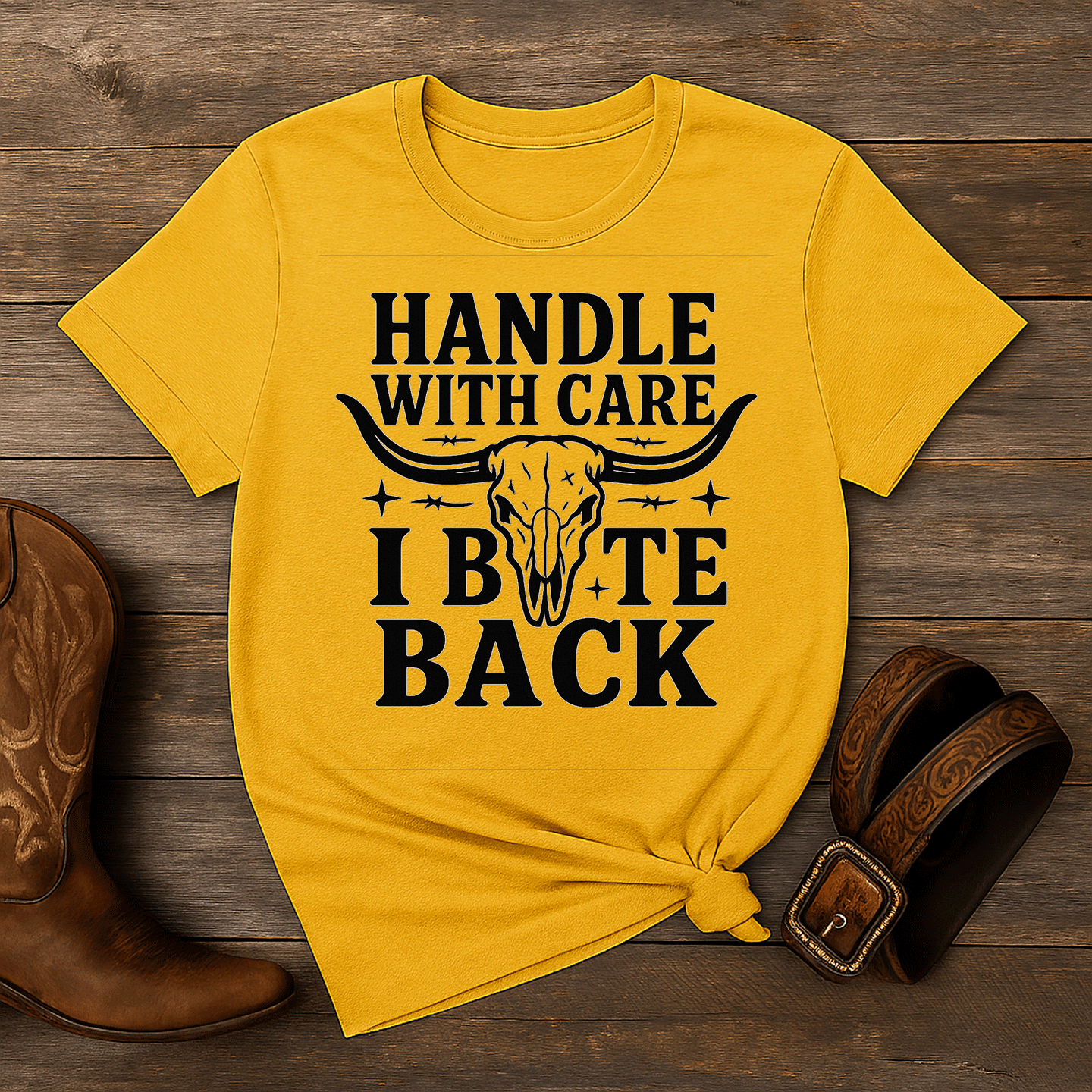 Western Graphic Tee – Handle With Care Shirt for Rodeo & Western Style | Rowdy Rowels