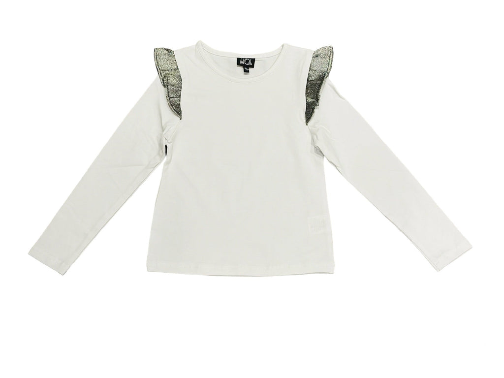 AA Pink Top with Metallic Ruffle