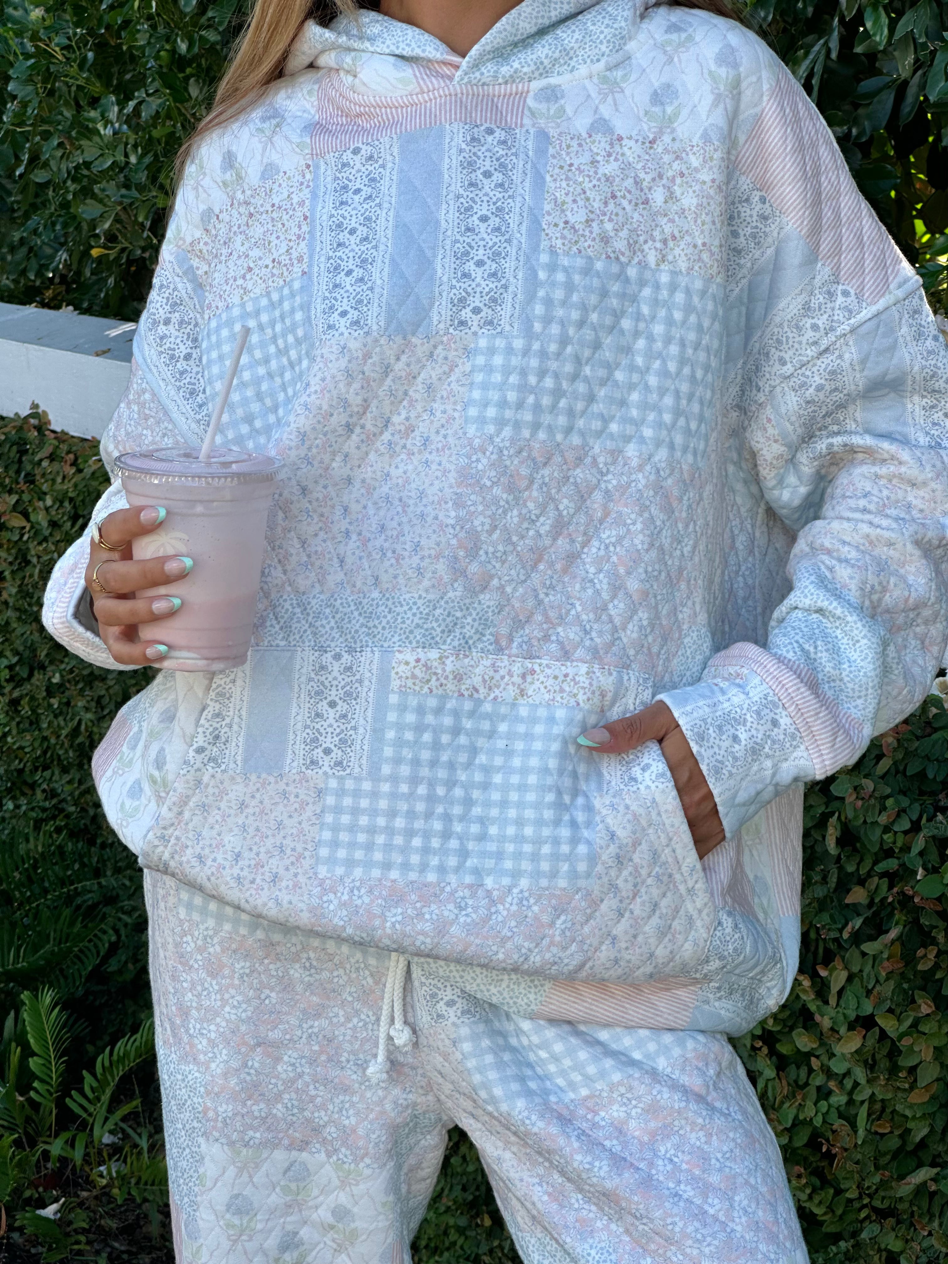 Shades Of Blue Quilted Pastel Hoodie