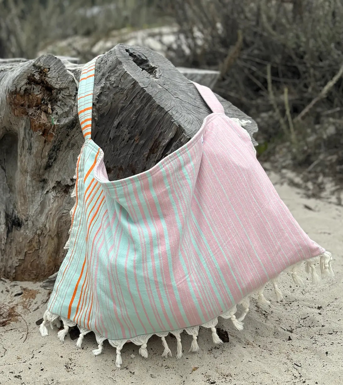 Striped 3 in 1 Turkish Cotton Beach Bag