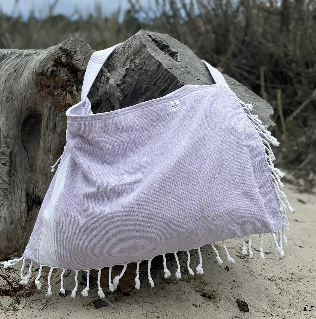 Solid 3‑in‑1 Turkish Cotton Beach Bag