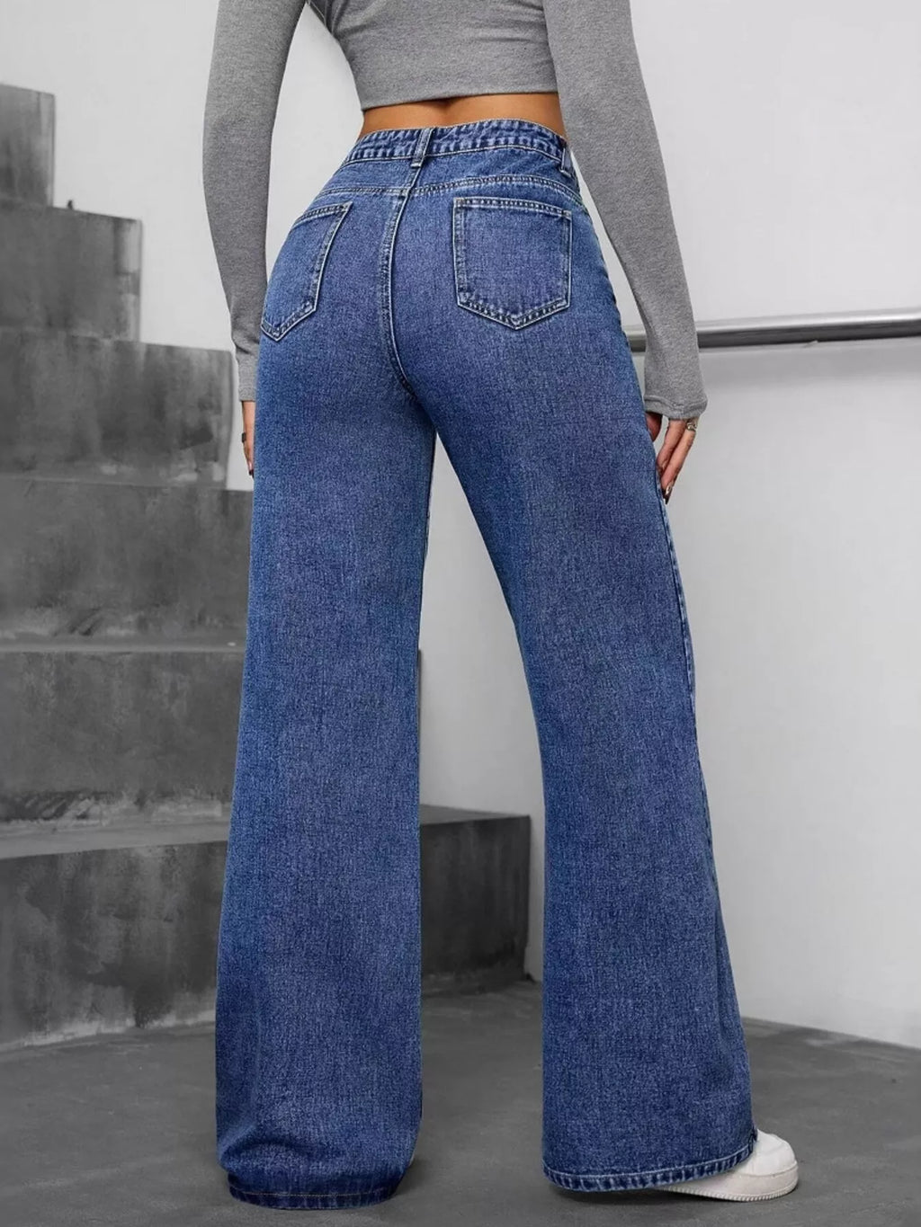 Pearl Embellished Wide Leg Jeans