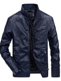 Men's Plus Size Zip Up Leather Moto Jacket