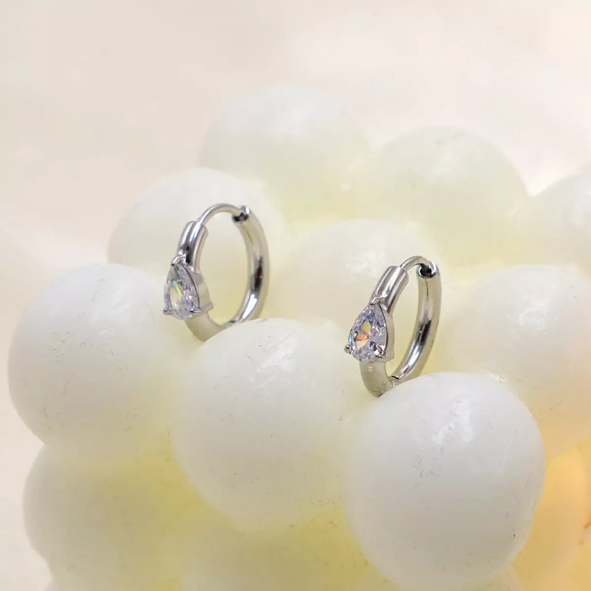 Stainless Steel Zircon Hoop Earrings