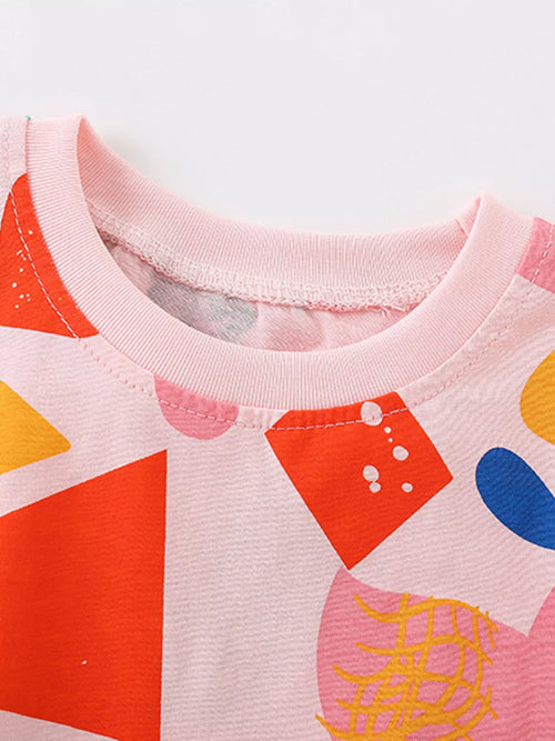Children's Colorful Geometric Top and Shorts Set