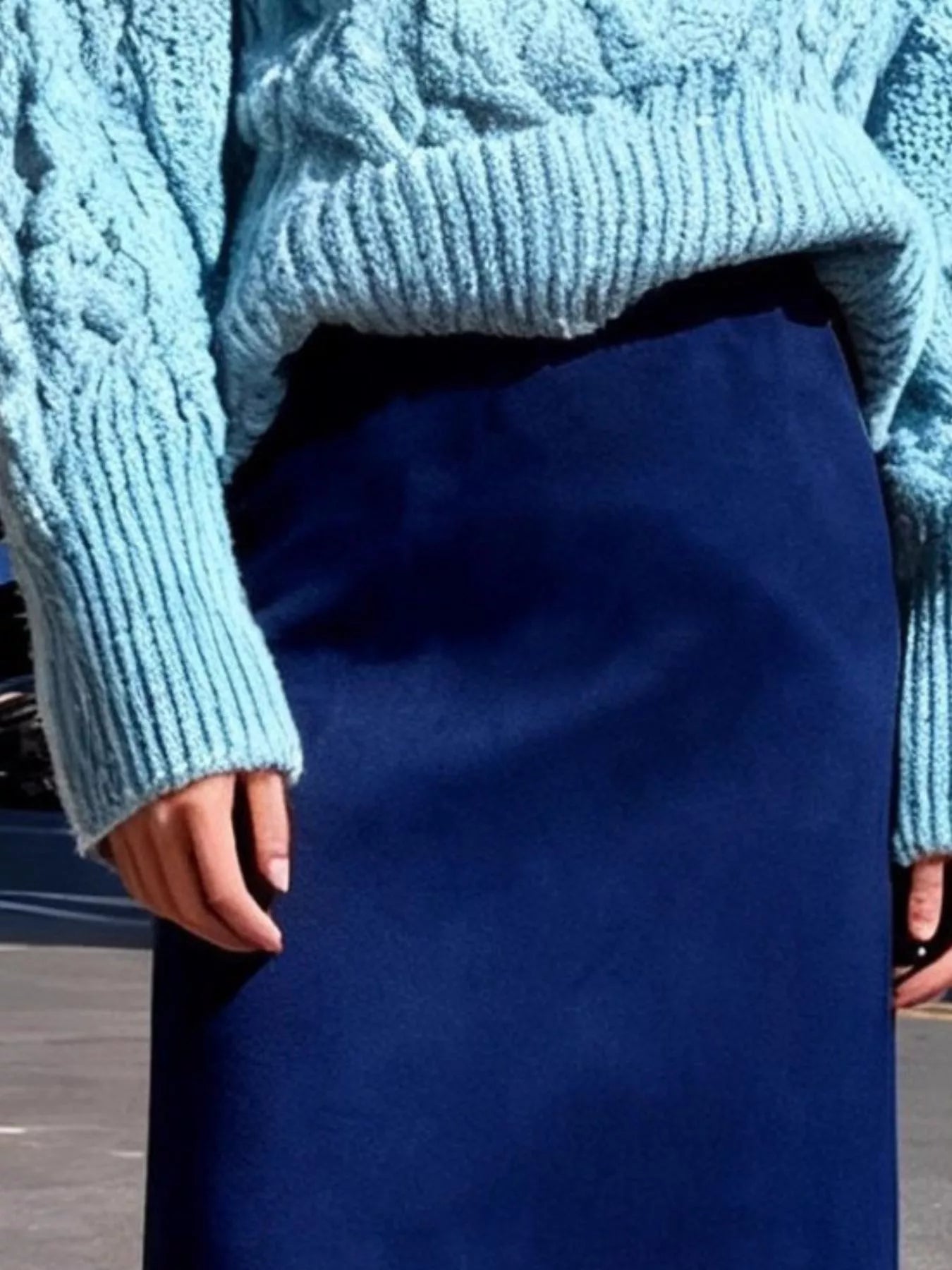 Suede Fringe Midi Skirt