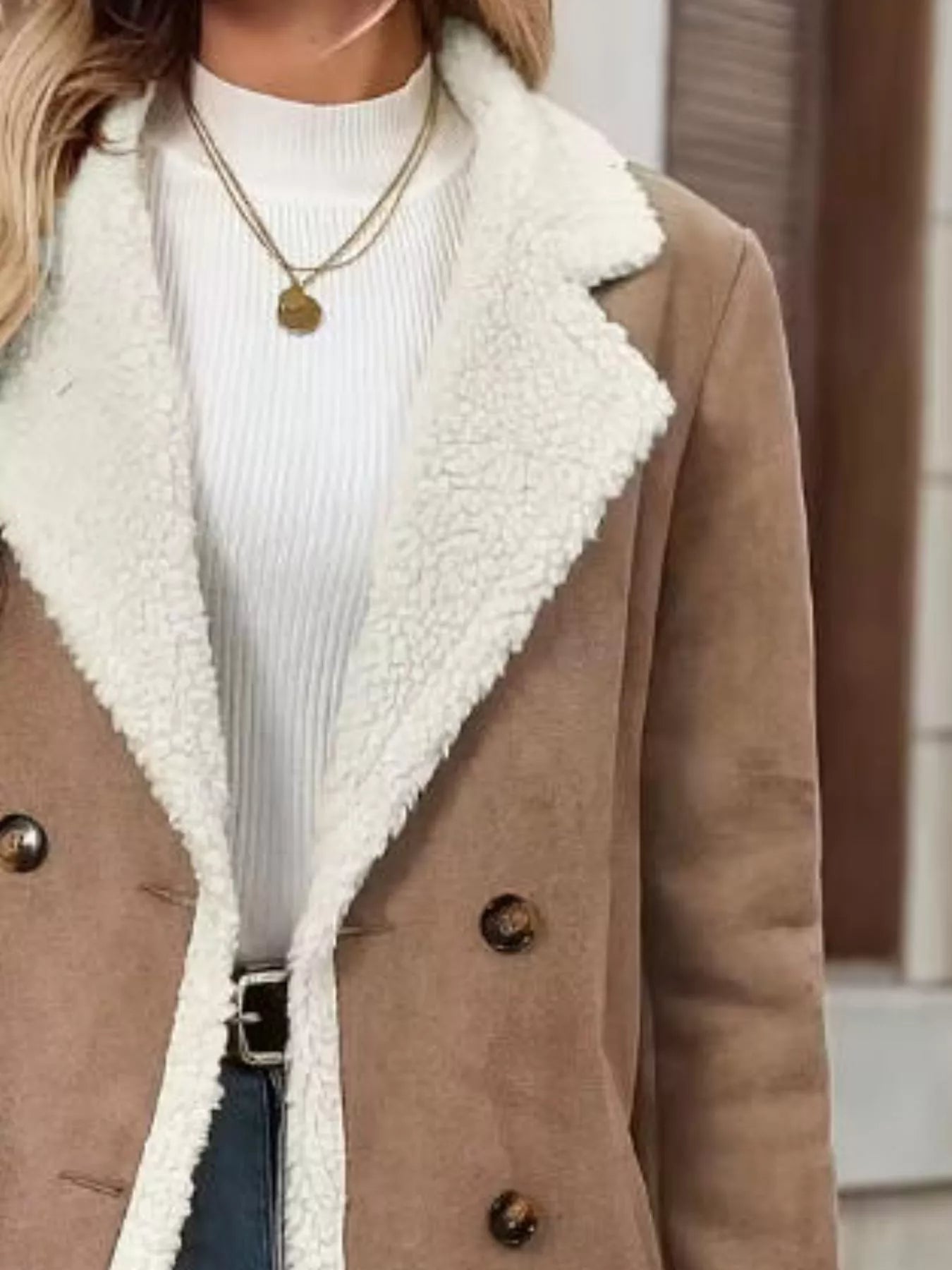 Sherpa Lined Button Up Coat