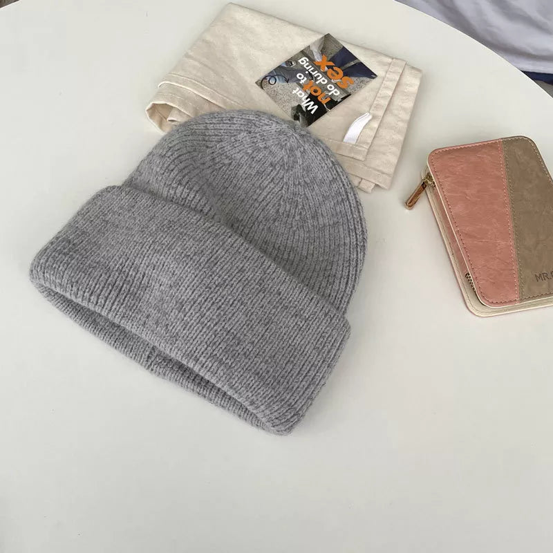 Warm Knitted Cuffed Beanie Hat
