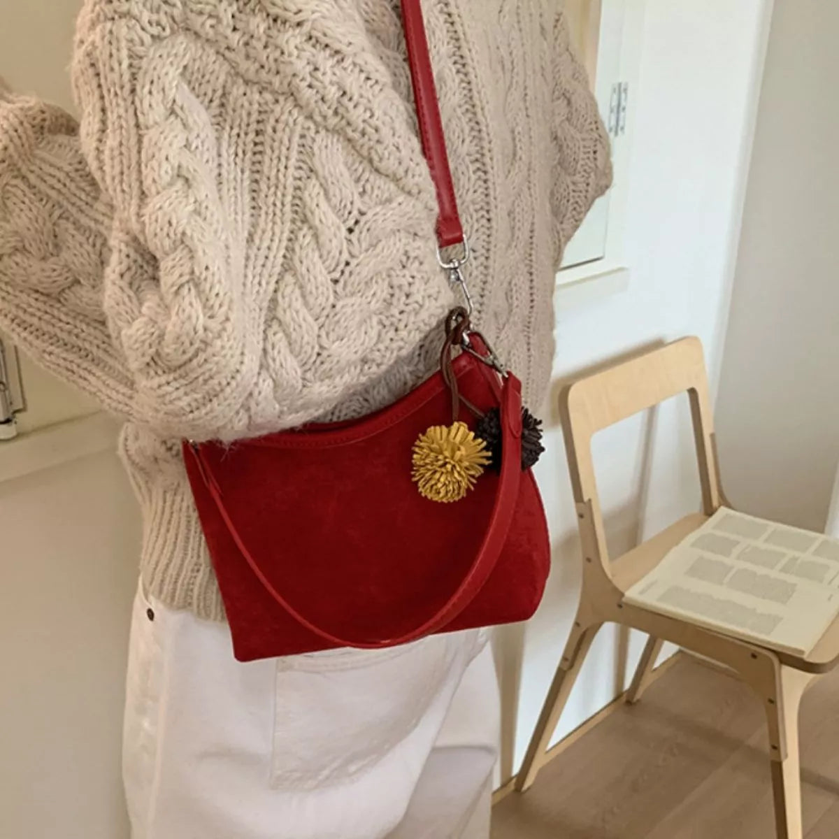 Suede Crossbody Bag with Adjustable Shoulder Strap