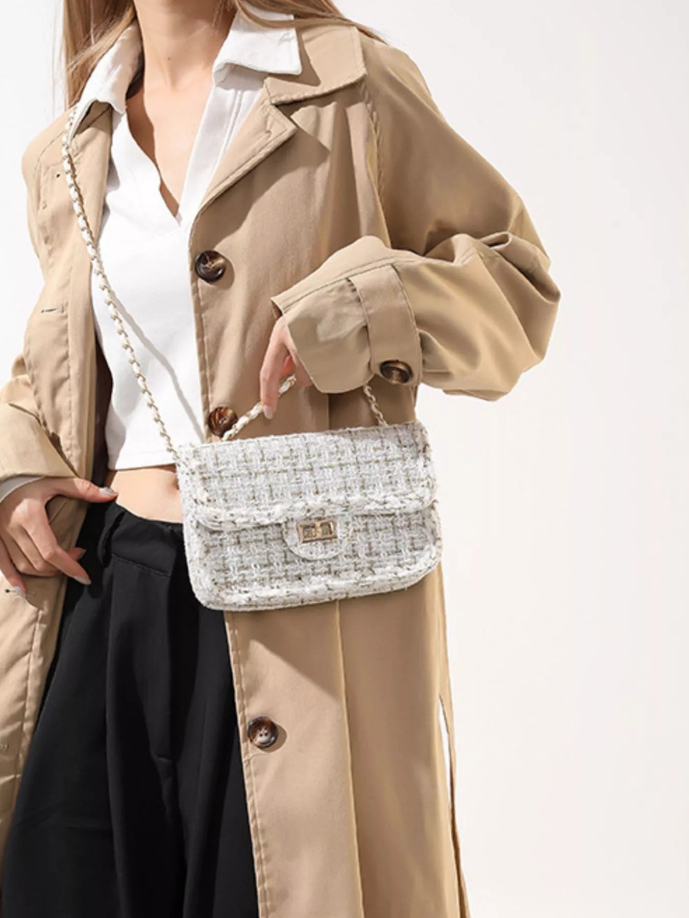Tweed Flap Crossbody Bag