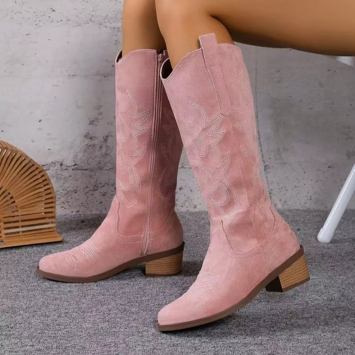 Point Toe Block Heels Boots