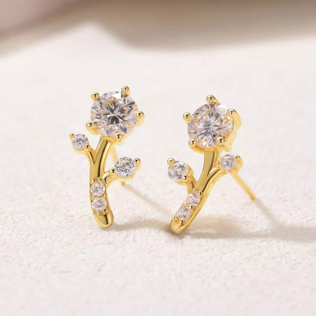 2 Carat Moissanite 925 Sterling Silver Floral Stud Earrings