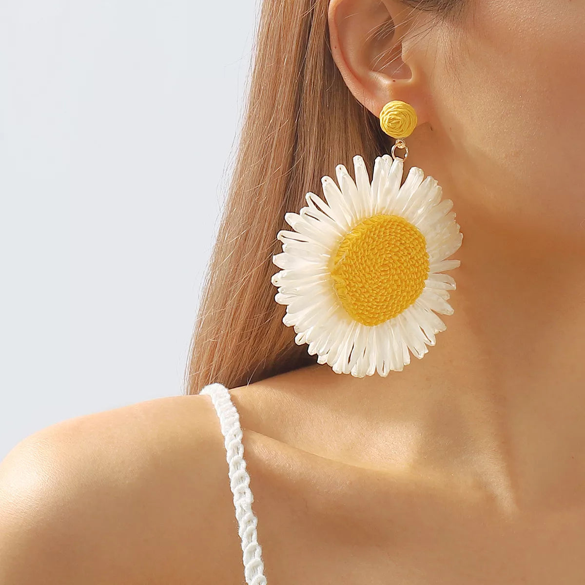 Sunflower Rattan Dangle Earrings