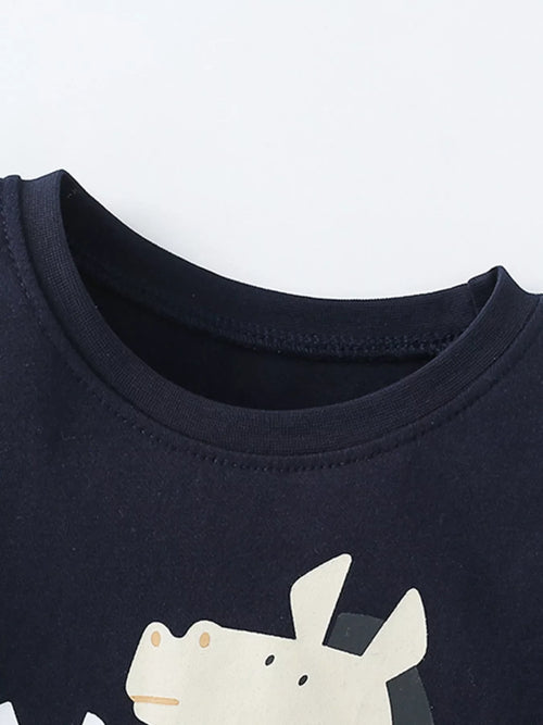 Children's Cartoon Zebra Graphic Short Sleeve T-Shirt