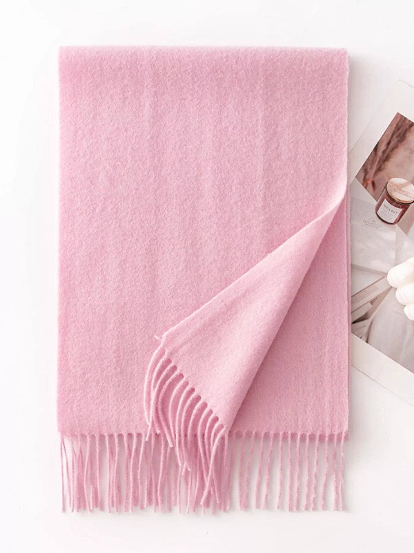 Solid Color Fringe Scarf