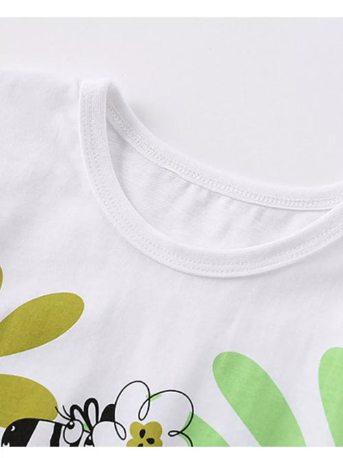 Children's Cartoon Zebra Print Short Sleeve T-Shirt