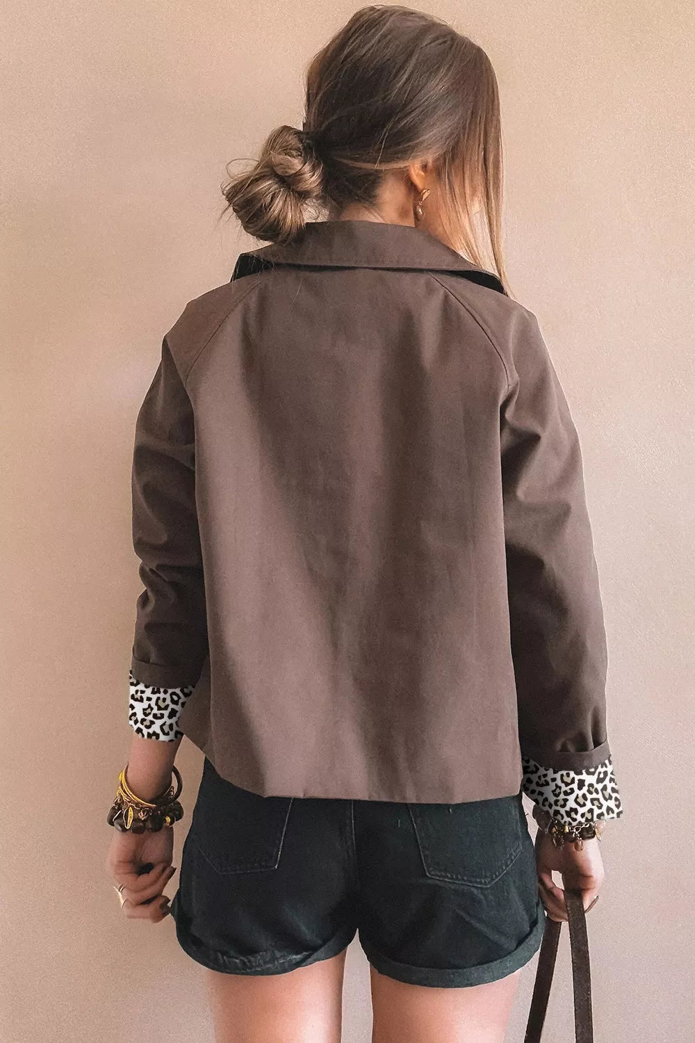 Button Up Raglan Sleeve Shacket