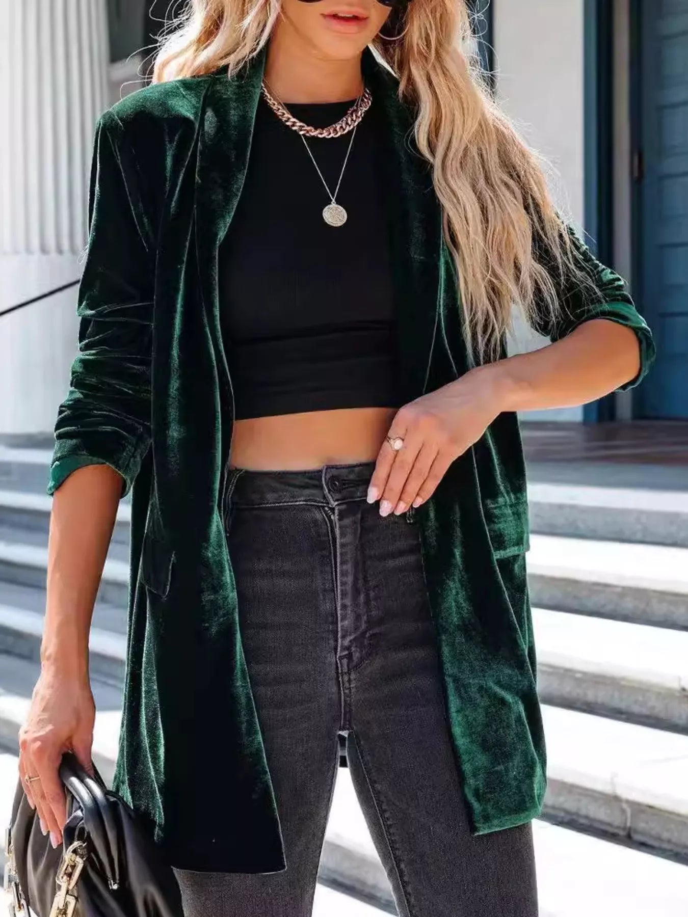 Velvet One Button Outerwear