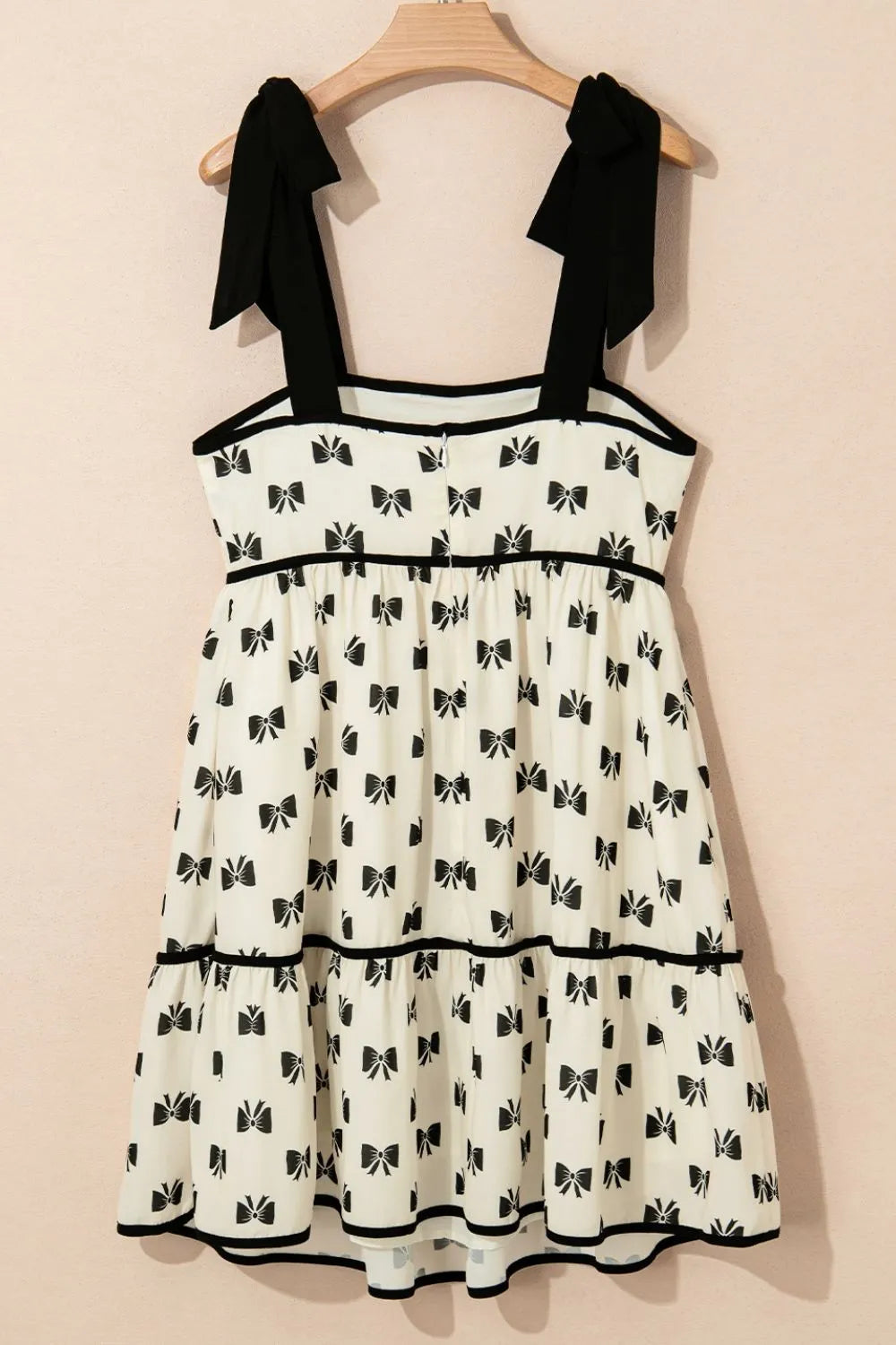 Bow Knot Color Contrast Trim Knotted Shoulder Mini Dress
