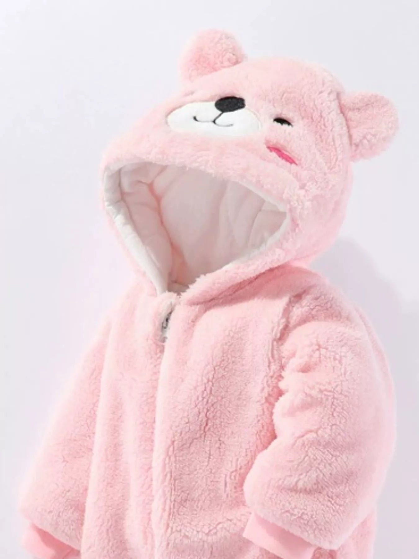 Children's Cozy Bear Hooded Fleece One-Piece