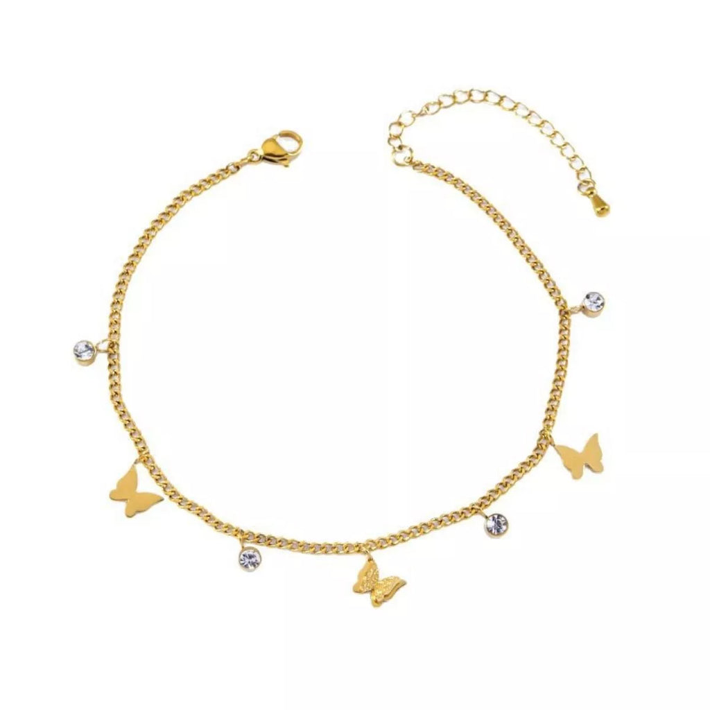 18K Gold-Plated Butterfly Charm Anklet Bracelets
