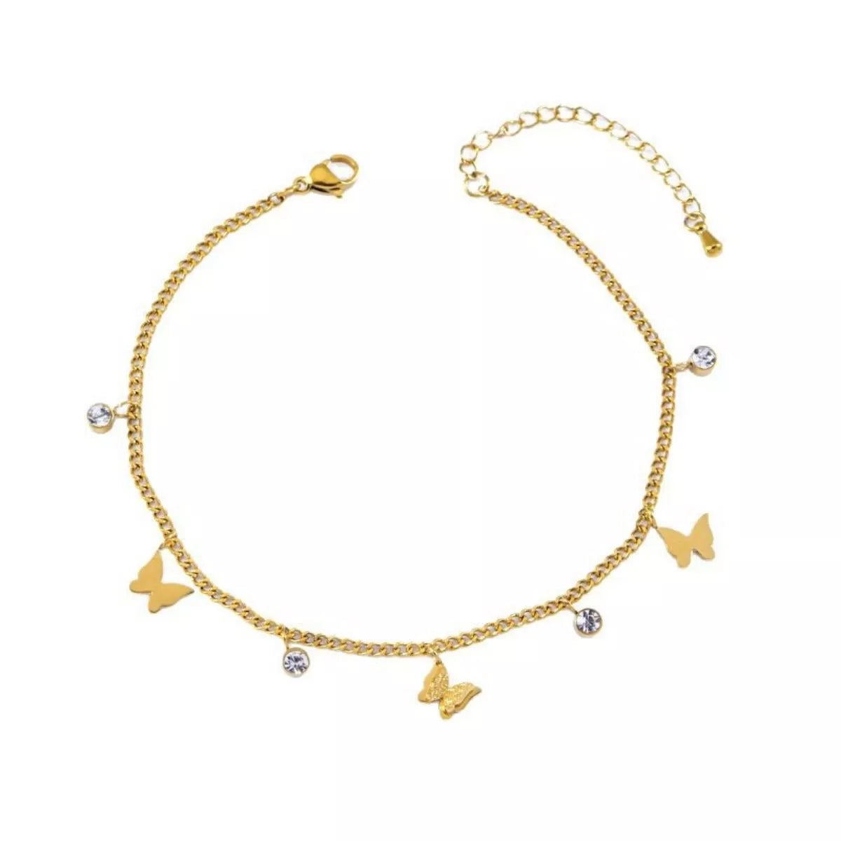 18K Gold-Plated Butterfly Charm Anklet Bracelets
