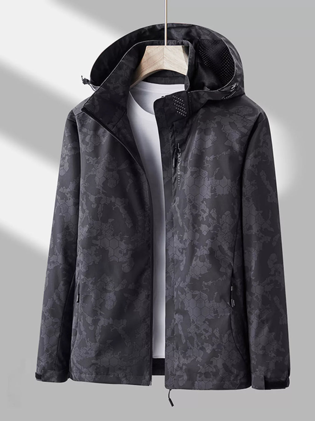 Men's Plus Size Zip Up Hooded Outdoor Jacket