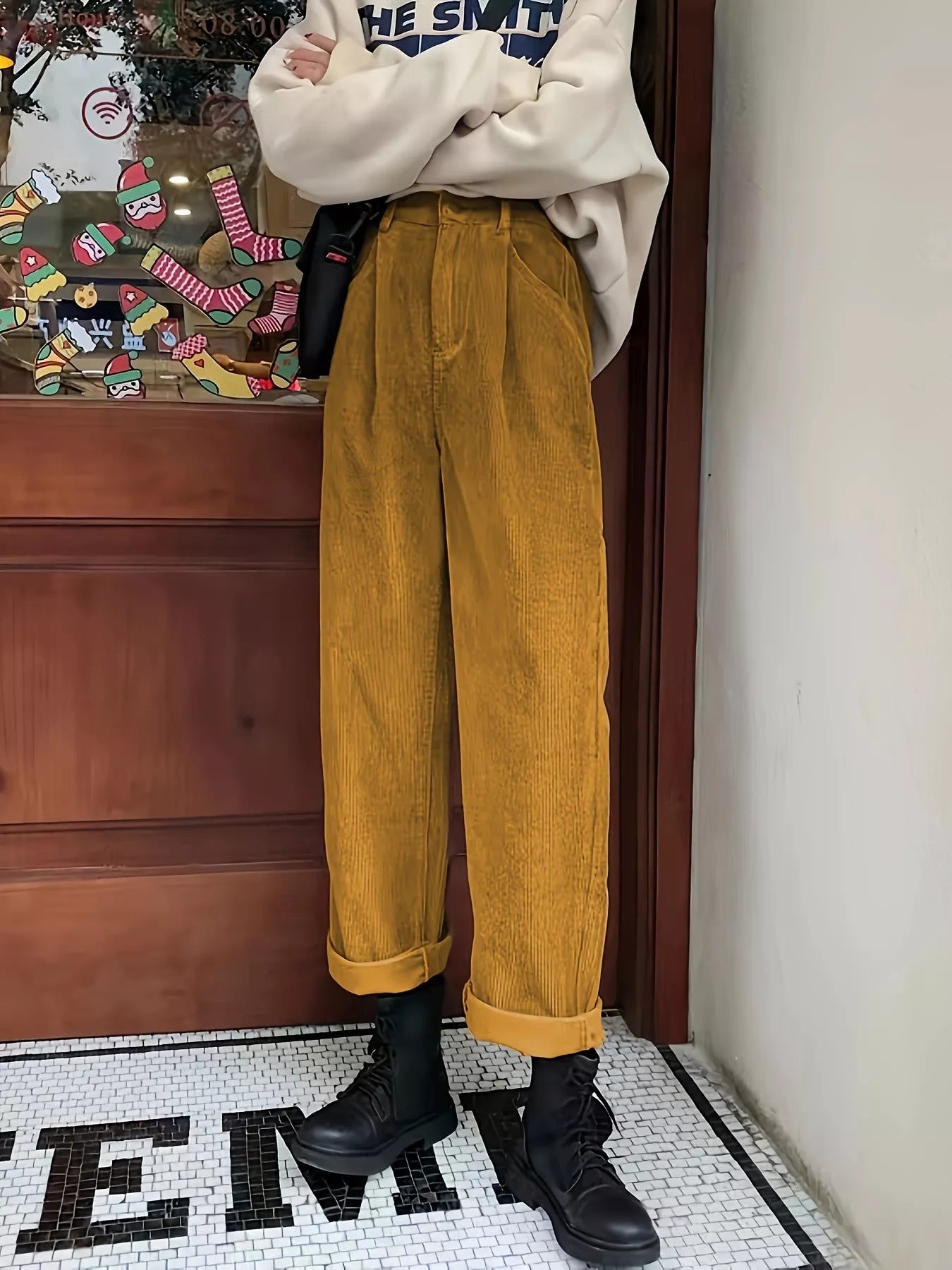 Full Size Vintage Corduroy Wide Leg Pants Plus Size