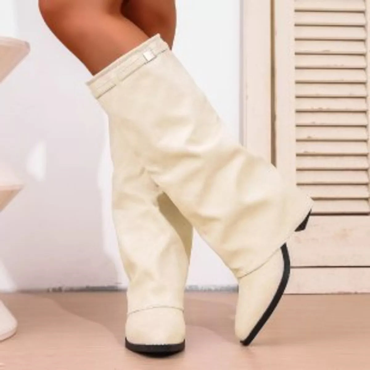 Point Toe Block Heels Boots