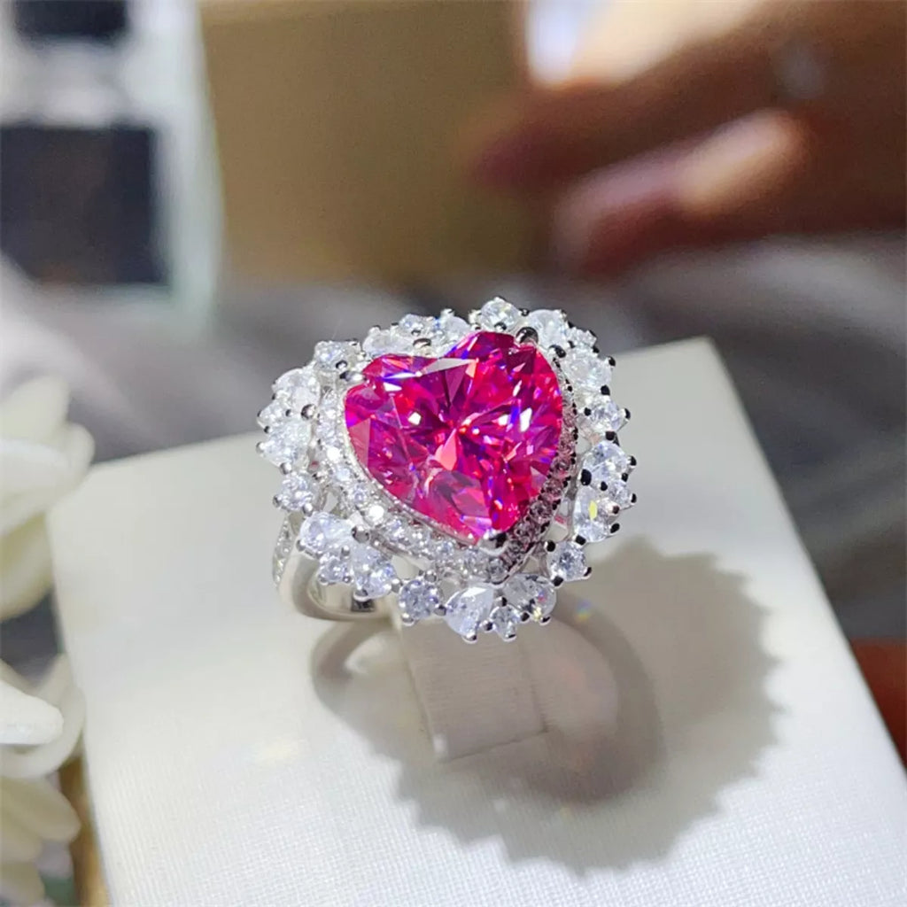 5 Carat Moissanite 925 Sterling Silver Heart-Shaped Ring