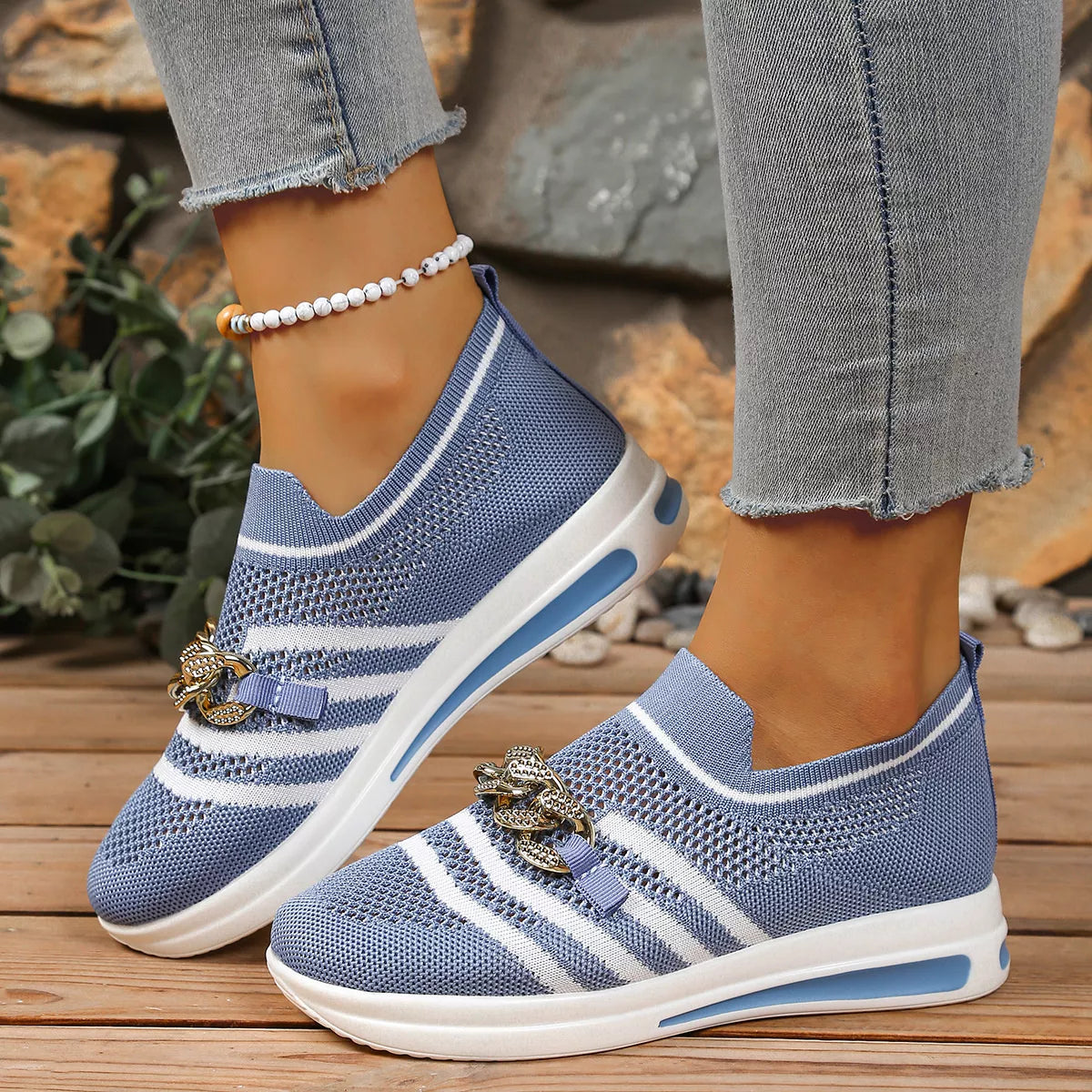 Round Toe Mesh Slip-Ons