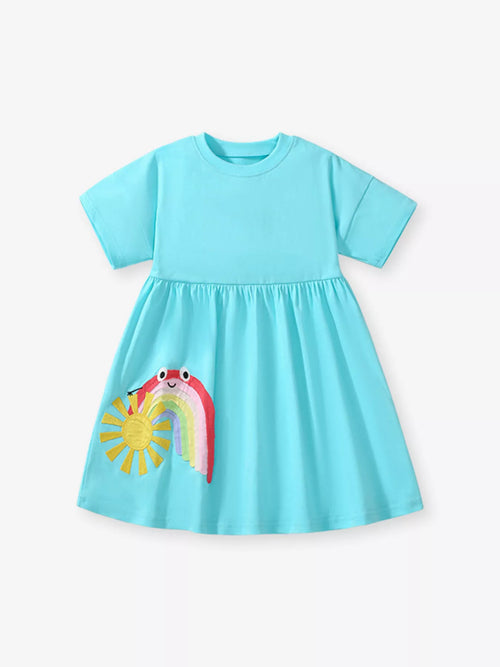 Children's Embroidered Short Sleeve Dress