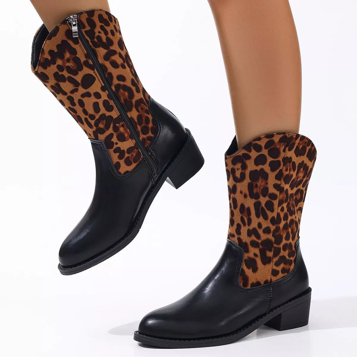 Point Toe Block Heels Boots