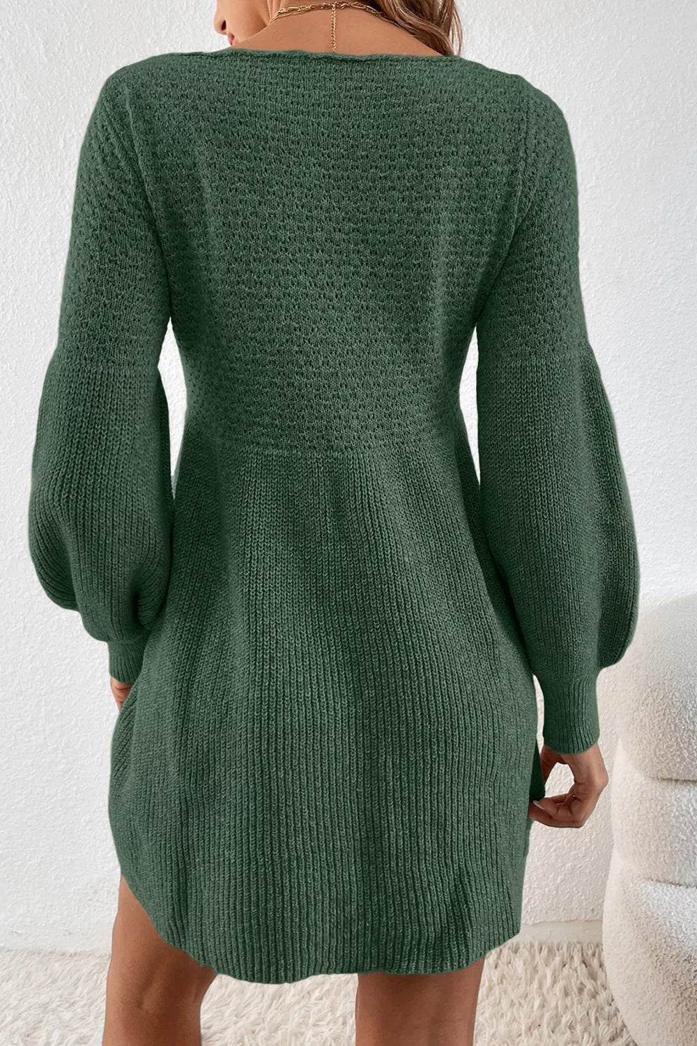 Round Neck Long Sleeve Mini Dress