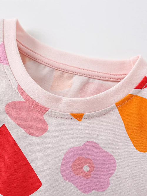 Children's Printed Round Neck Top and Shorts Set