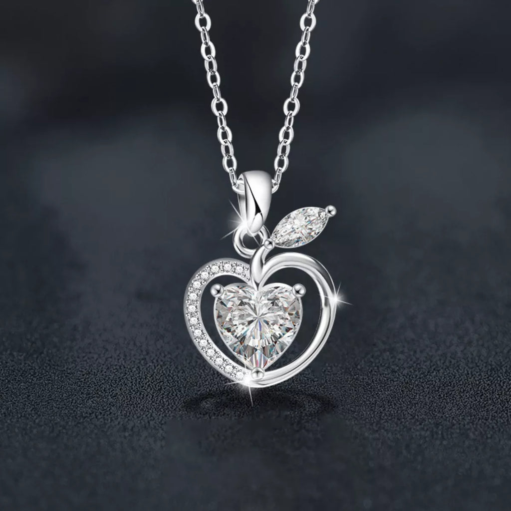 2 Carat Moissanite 925 Sterling Silver Apple Pendant Necklace