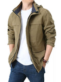 Men's Plus Size Casual Zip Up Hooded Jacket