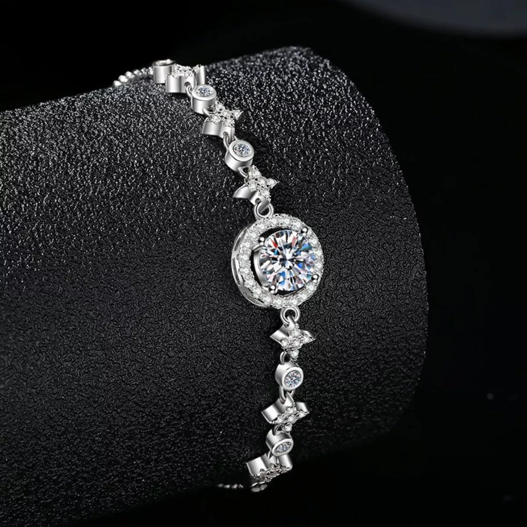 1 Carat Moissanite 925 Sterling Silver Minimalist Bracelet
