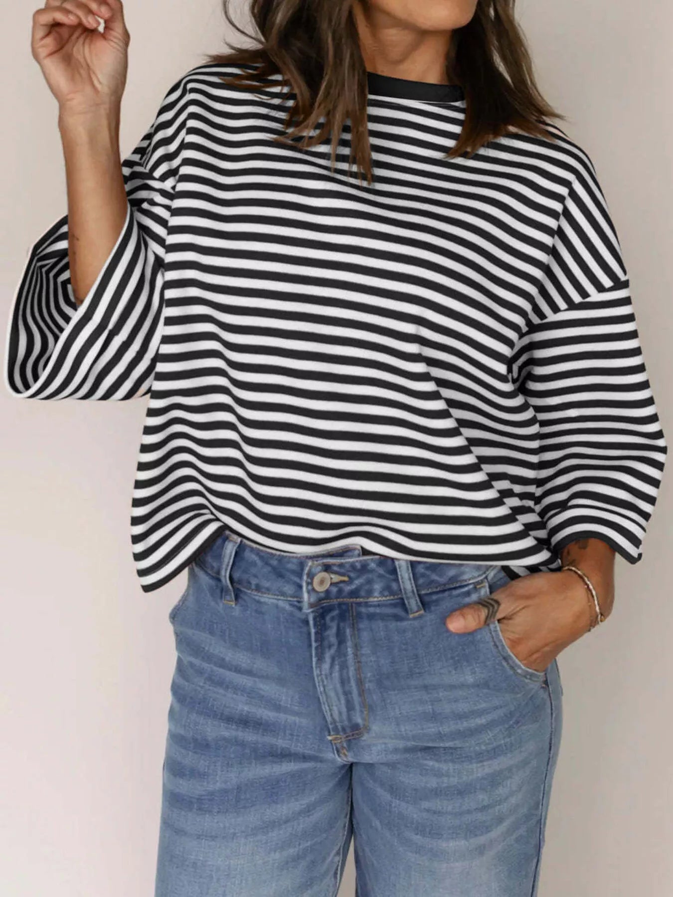 Striped Back Bow Tie T-Shirt