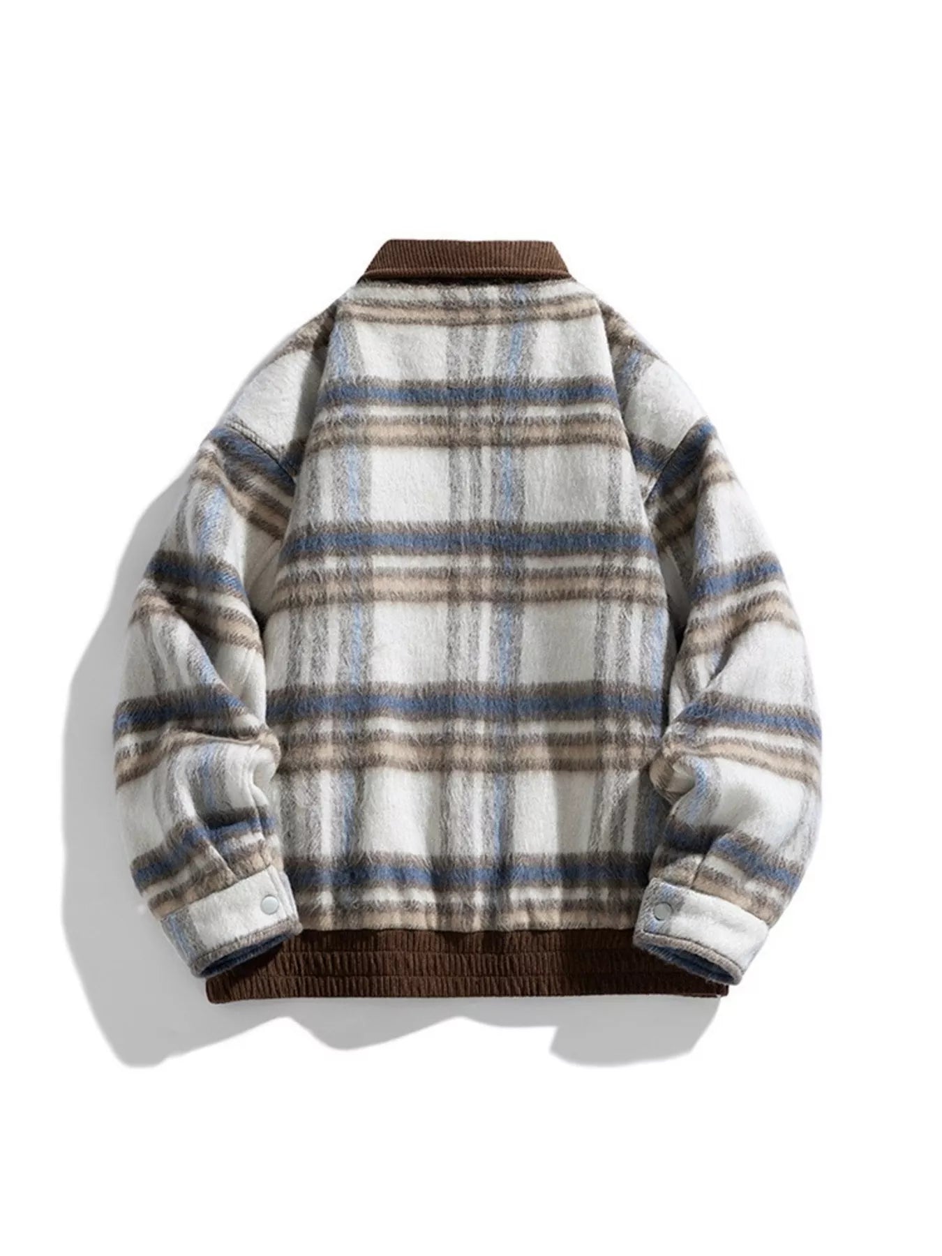 Men's Plus Size Vintage Plaid Corduroy Collar Zip-Up Jacket