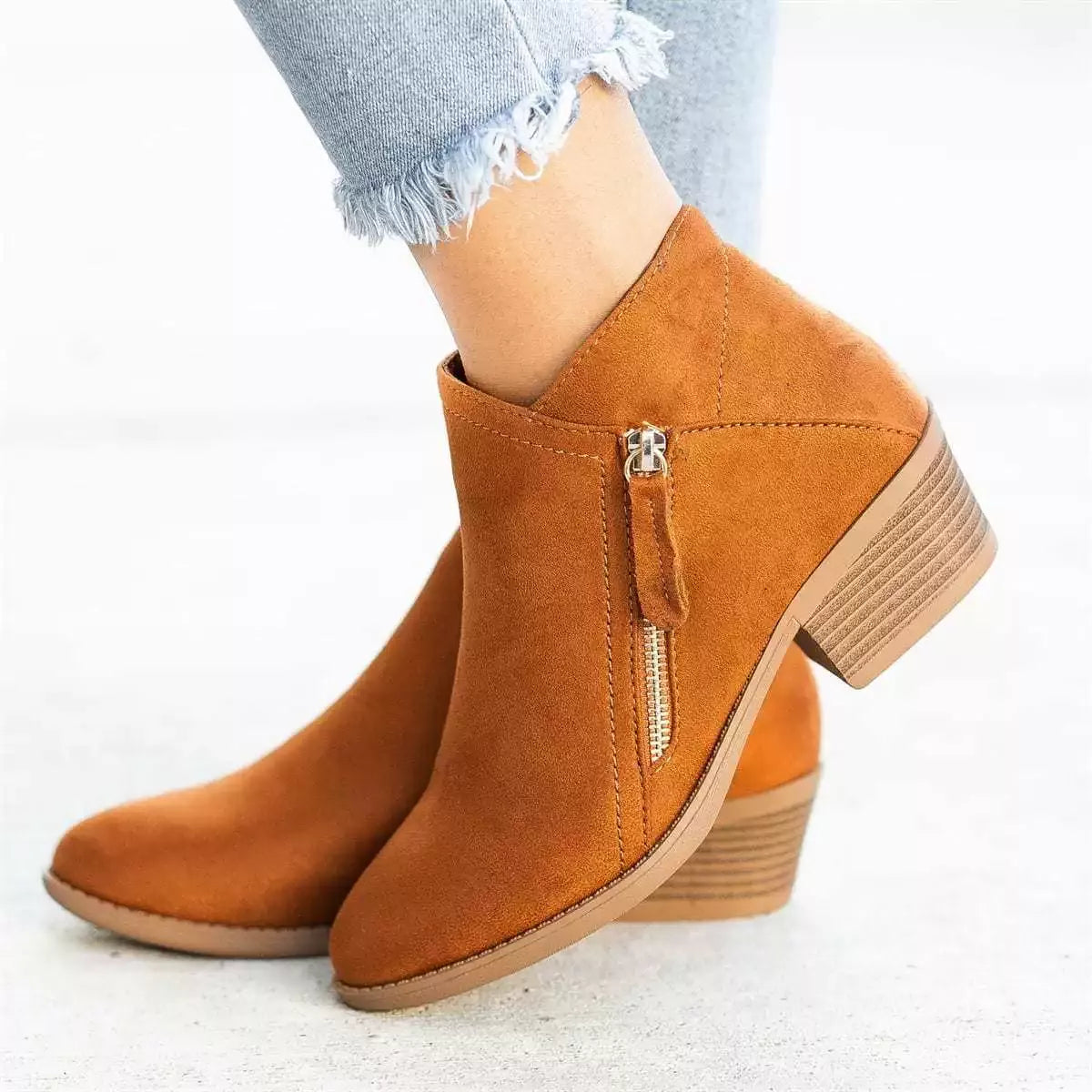 Point Toe Block Heels Boots